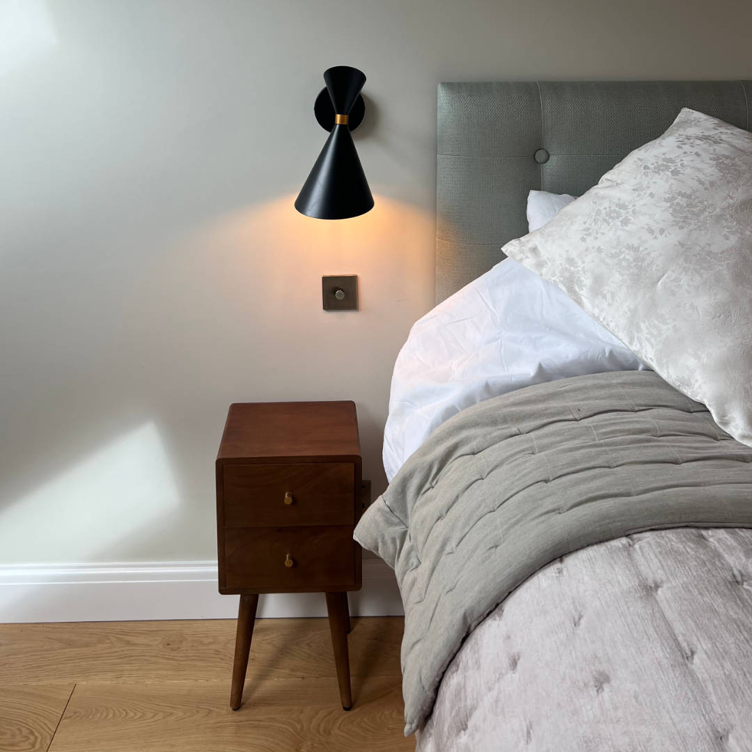 herne-hill-road-detail-bedroom Detail of a modern bedside table and built-in lighting in this spacious loft bedroom in South London.